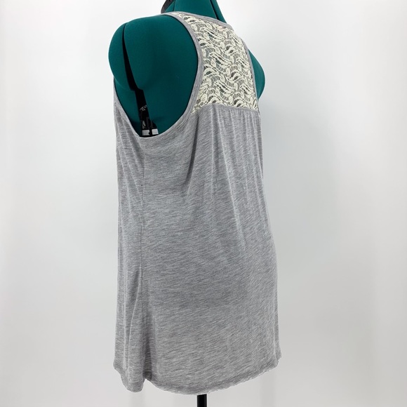 Maurices Grey Textured and Bejewelled Lace Back Tank Top, Large - Picture 6 of 16